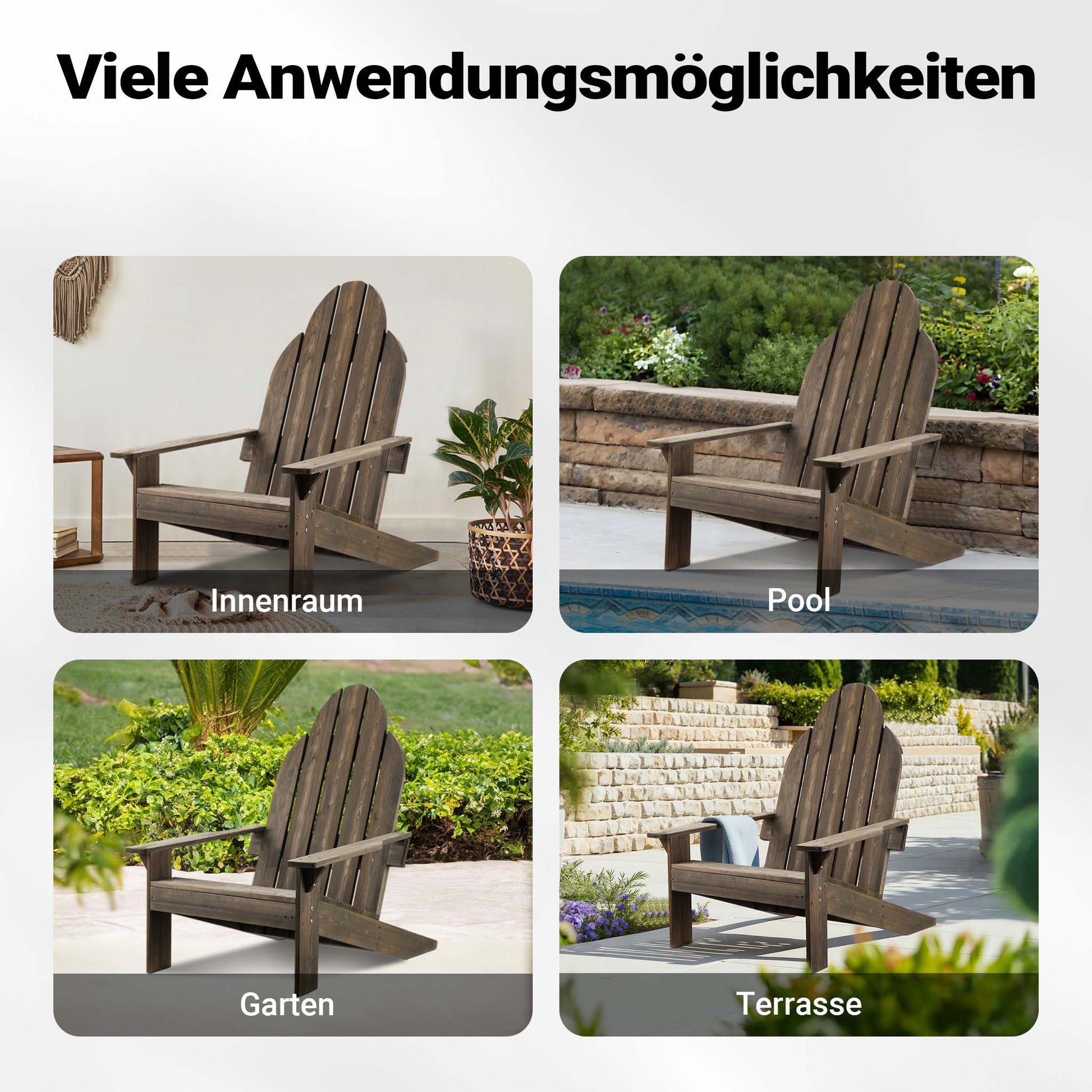 sedia da giardino Adirondack 89 x 72 x 92.5 cm, legno FSC, per interno esterno