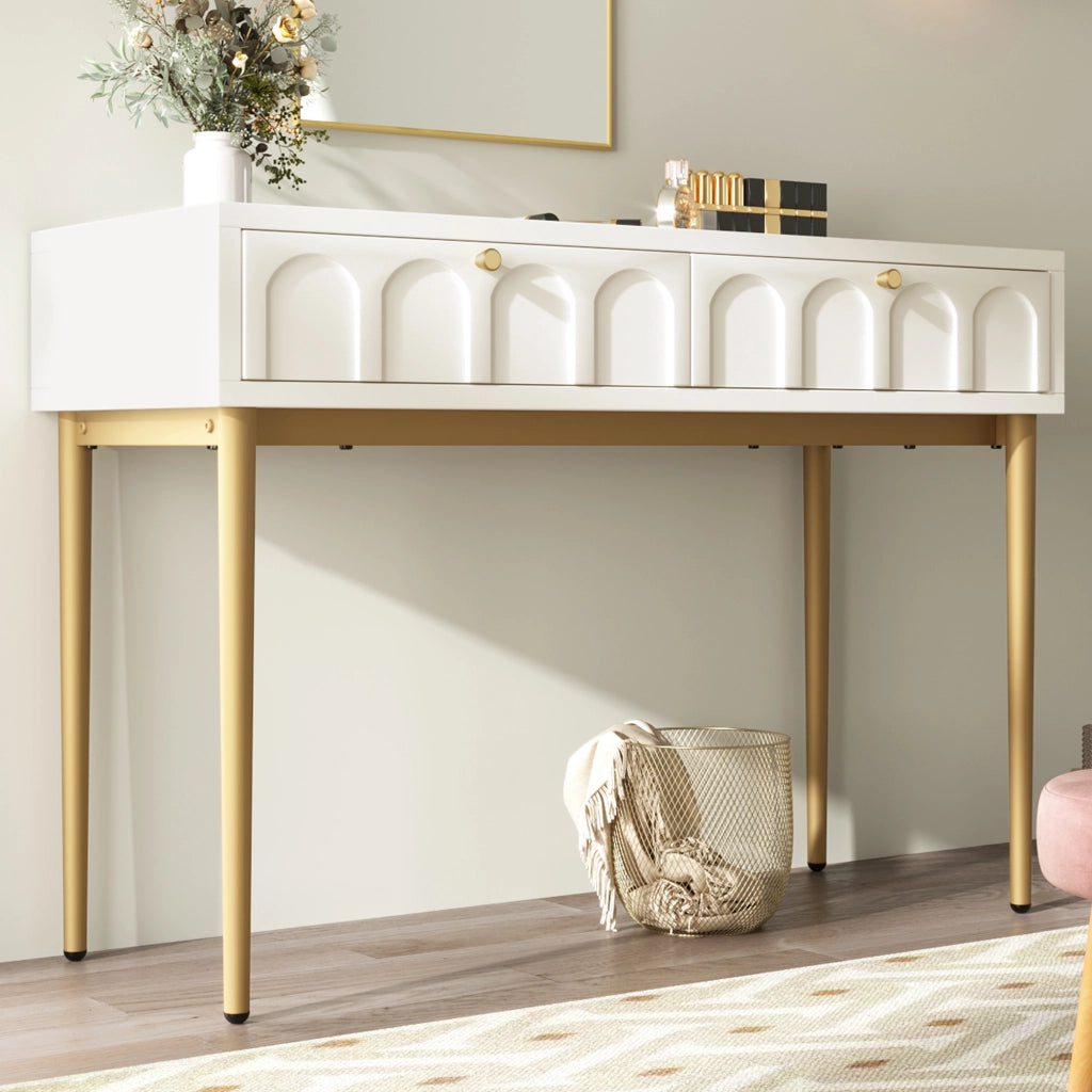 TOELETTA 2 cassetti H76,5x100x45 cm crema-bianco legno e metallo