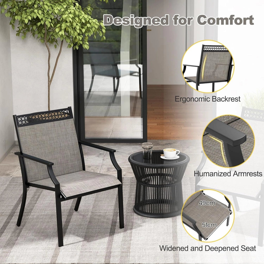 Set di 2 sedie da giardino, terrazze con braccioli, sedie da balcone in metallo con portata fino a 150 kg, sedie da pranzo per patio, terrazza (caffè)