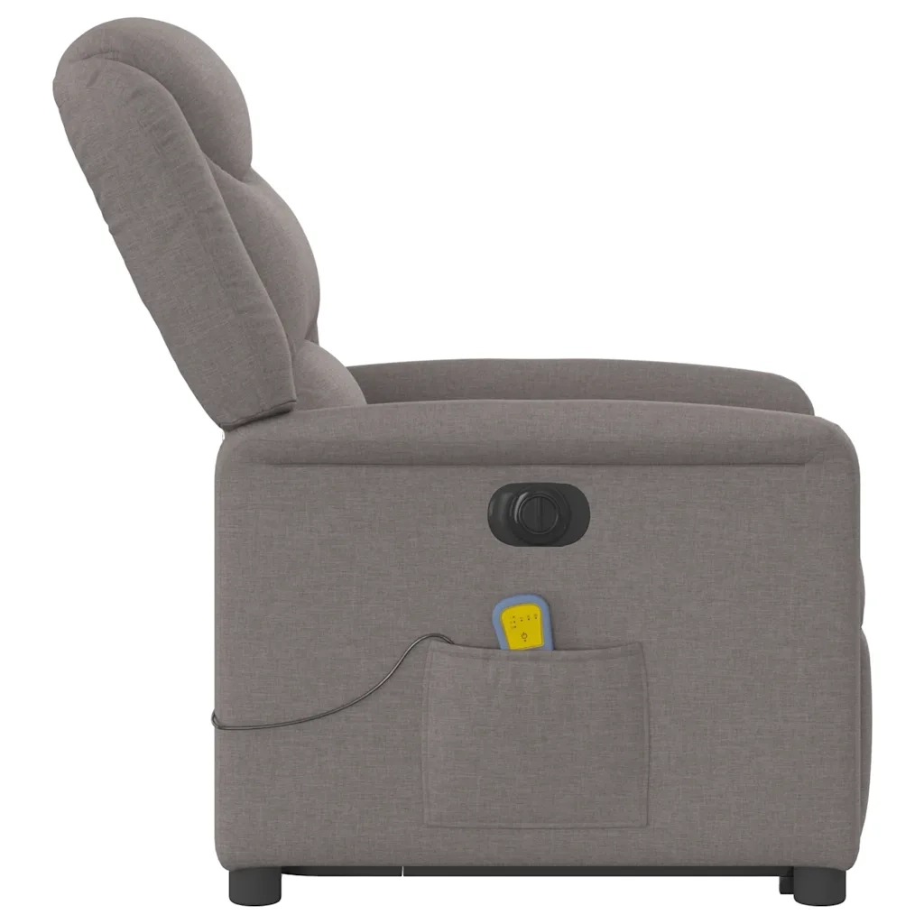 Poltrona Alzapersona Massaggiante Elettrica Tortora in Tessuto 3303231