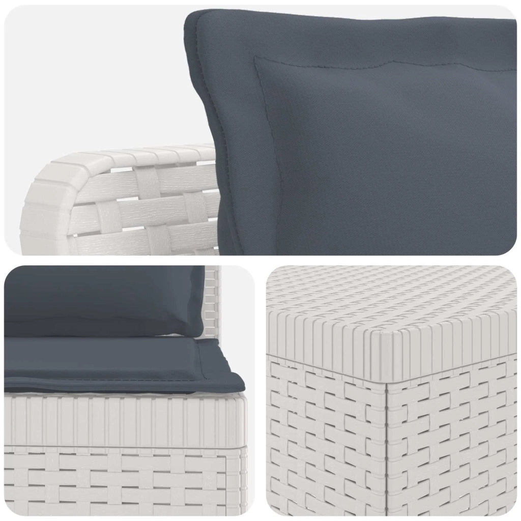 Divano da Giardino 5 Posti con Cuscini Stile Rattan PP Bianco 3444061