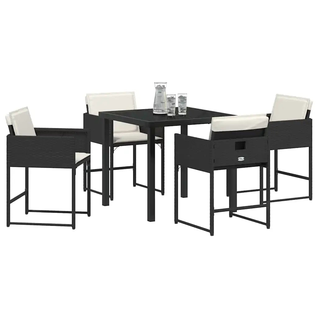 Set da Pranzo per Giardino 5 pcs Nero polyrattan 3380713