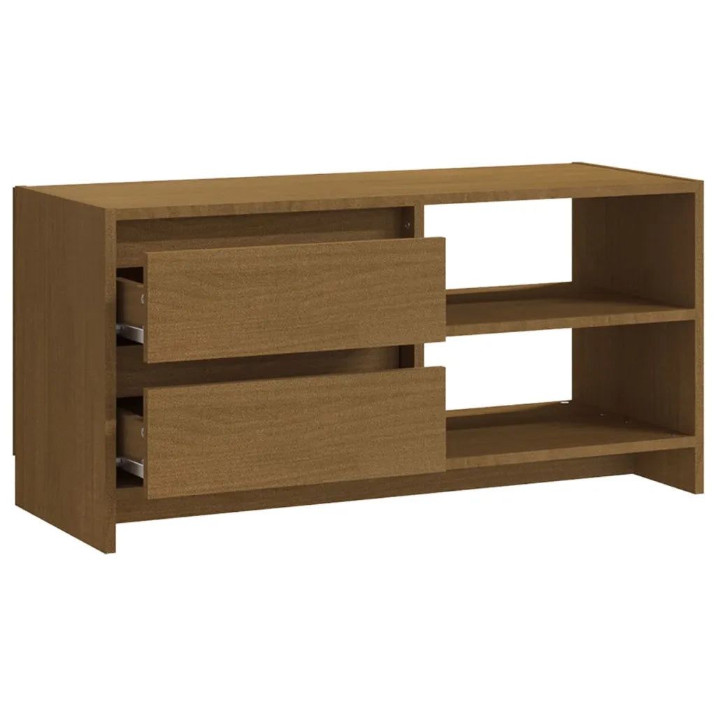 Mobile Porta TV Marrone Ambra 80x31x39 cm in Legno di Pino 809897