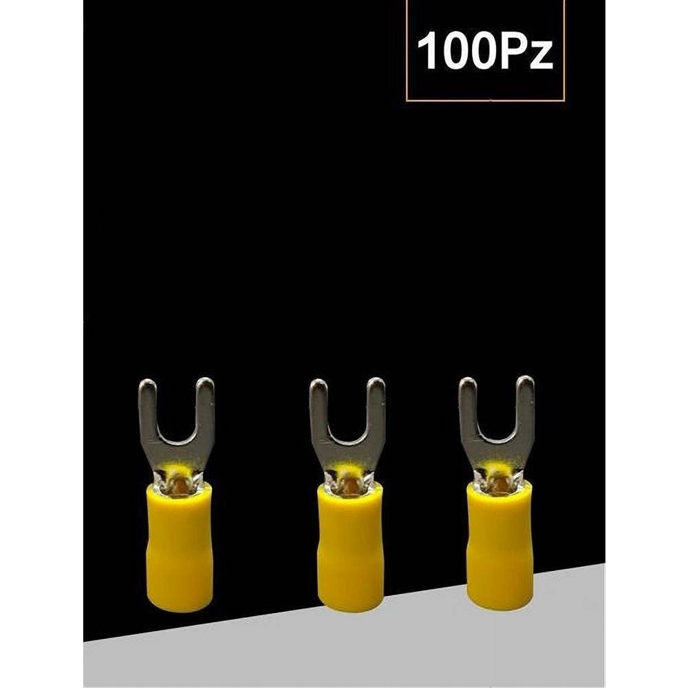 Trade Shop - Set 100pz Capicorda A Forcella A Crimpare Per Cavi 2.5 - 4mm² Isolato M4 Sv3.5-4 -