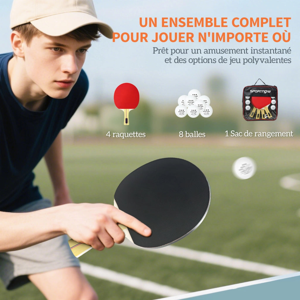 Set 4 Racchette da Ping Pong con Palline e Borsa ¨C zephmum ¨C per Principianti ed Esperti