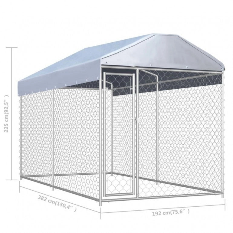 Gabbia per cani da esterno Ezooza Lublin di alta qualità con copertura 382x192x225 cm
