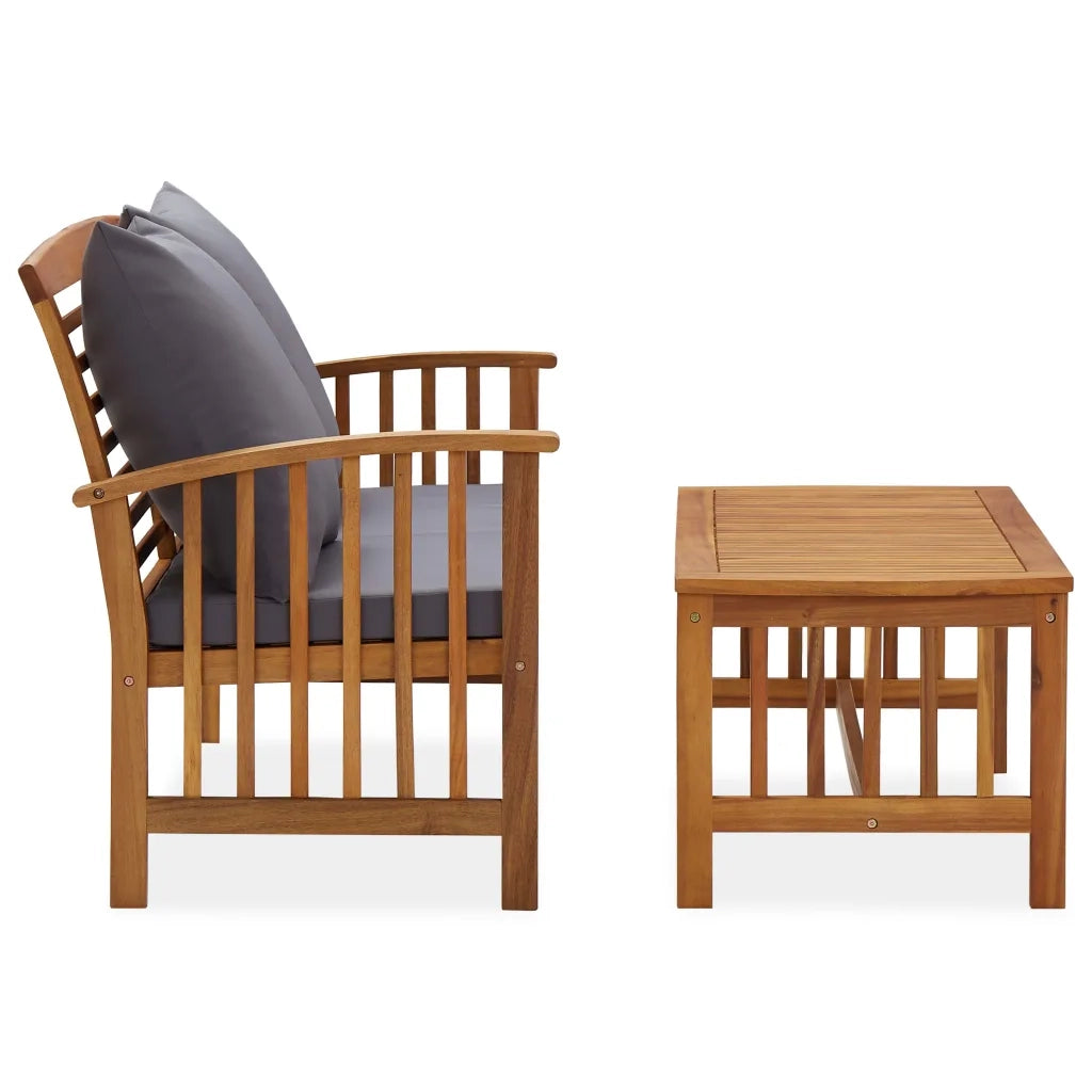Set Divani da Giardino 2 pz con Cuscini-Sofa da giardino in Massello di Acacia