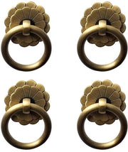 Maniglie a forma di anello in ottone antico - Accessori per mobili d'epoca - 4 pezzi - Bronzo antico