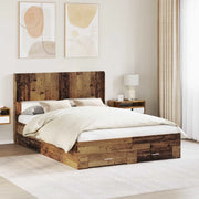 Struttura del letto con stoccaggio e testata Legno antico 3414497