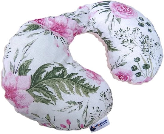 Supporto per neonato in cotone al 100% / cuscino per neonato in Minky per auto, passeggino, viaggi, cuscino per dormire, cuscino per viaggio (fiore con Minky lilla chiaro)