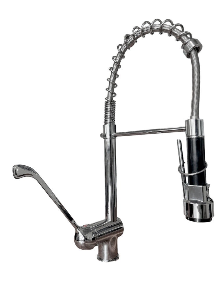 Rubinetto cucina industriale 50 cm in ottone con leva clinica e doccetta professionale