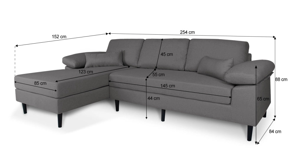 Divano angolare 3 posti con chaise longue sinistra tessuto grigio chiaro - Washington - DI-WA01FBC-CLSX