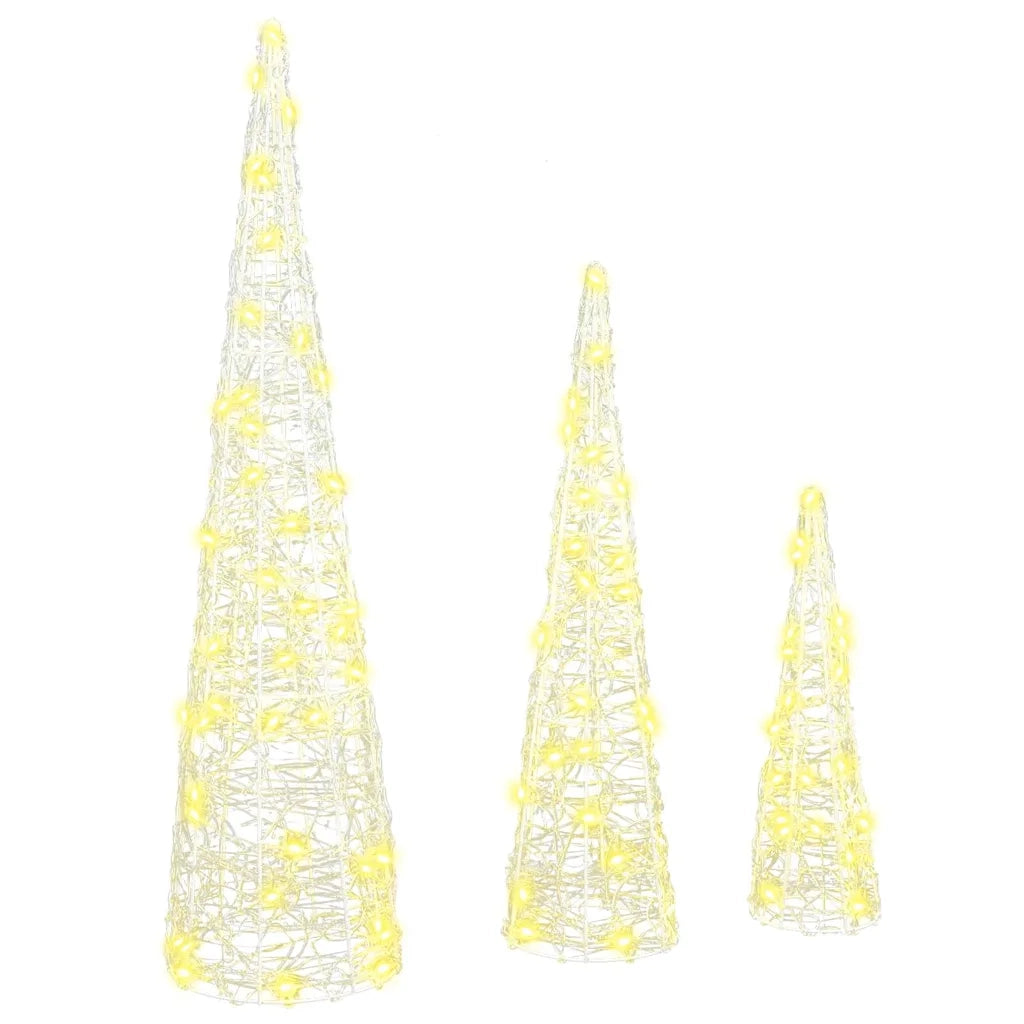 Albero di Natale 3 pcs Bianco caldo 20 x 20 x 80 cm Acrilico 42019015