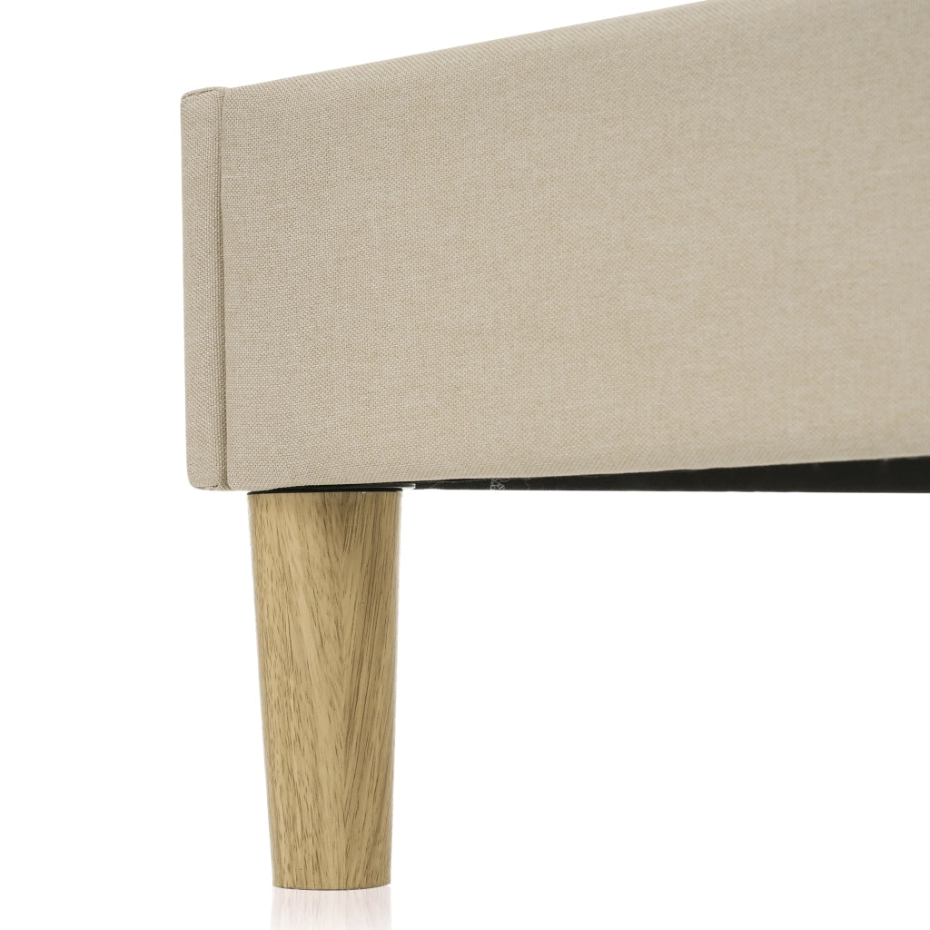 Letto imbottito LED matrimoniale 140x200 cm con testiera regolabile, beige