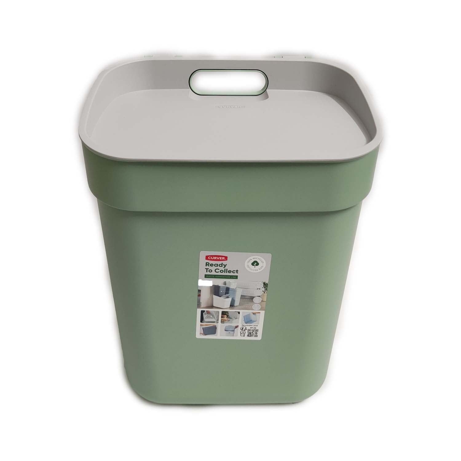 PATTUMIERA CURVER READY VERDE / GRIGIO LT. 10 CON FERMA BUSTA