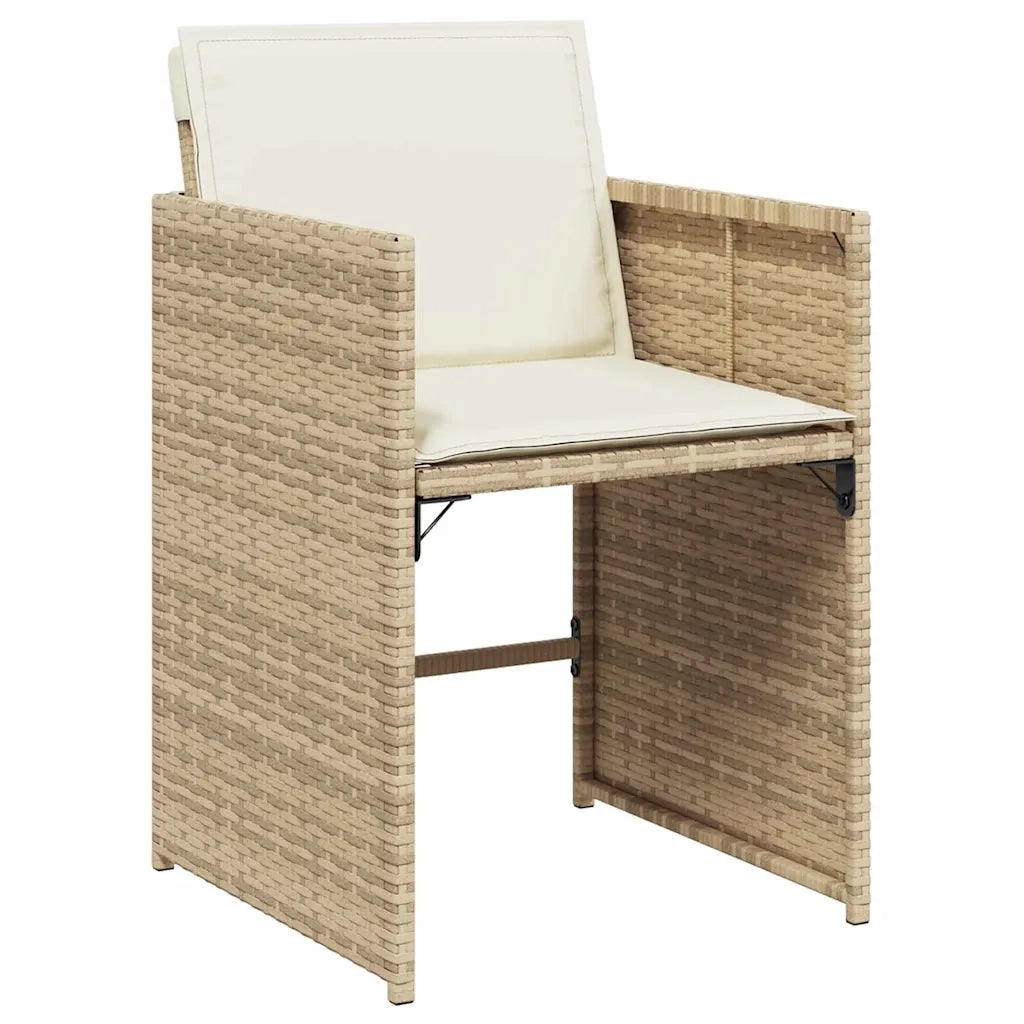 Set da Pranzo per Giardino 5 pcs Beige polyrattan