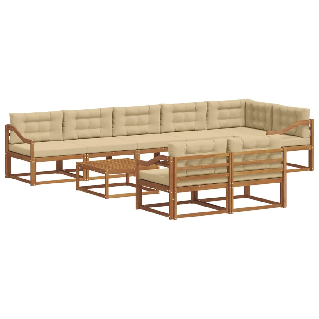 Set di divani da esterno con cuscino 9 pcs Naturale e Beige 3367806