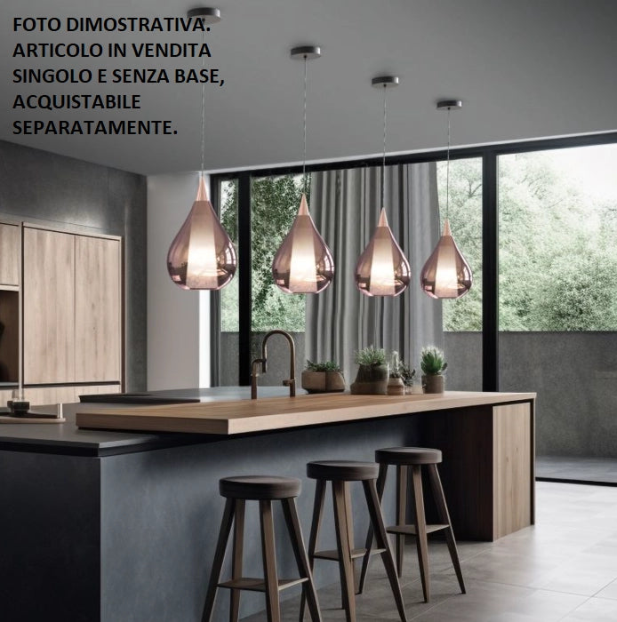 SOSPESI-E27G R Sospensione vetro 1 luce color rame attacco E27 diam.25cm senza base