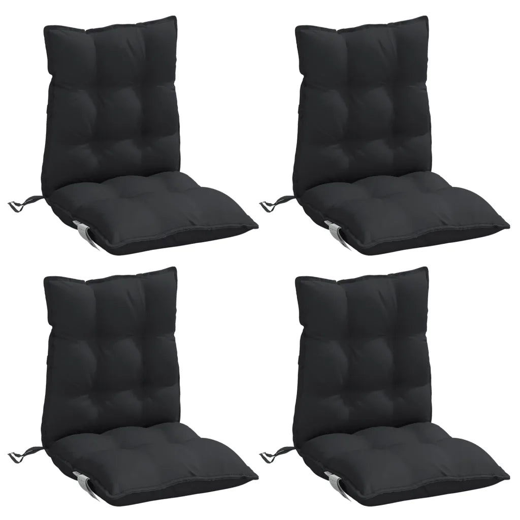 Cuscini per Sedia Schienale Basso 4 pz Neri in Tessuto Oxfordcod mxl 90927