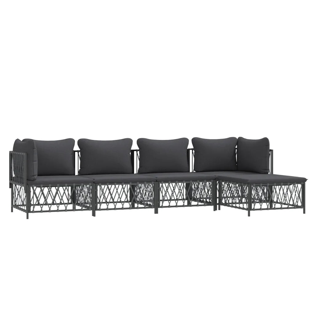 Set Salotto da Giardino 5 pz con Cuscini in Acciaio Antracitecod mxl 124516