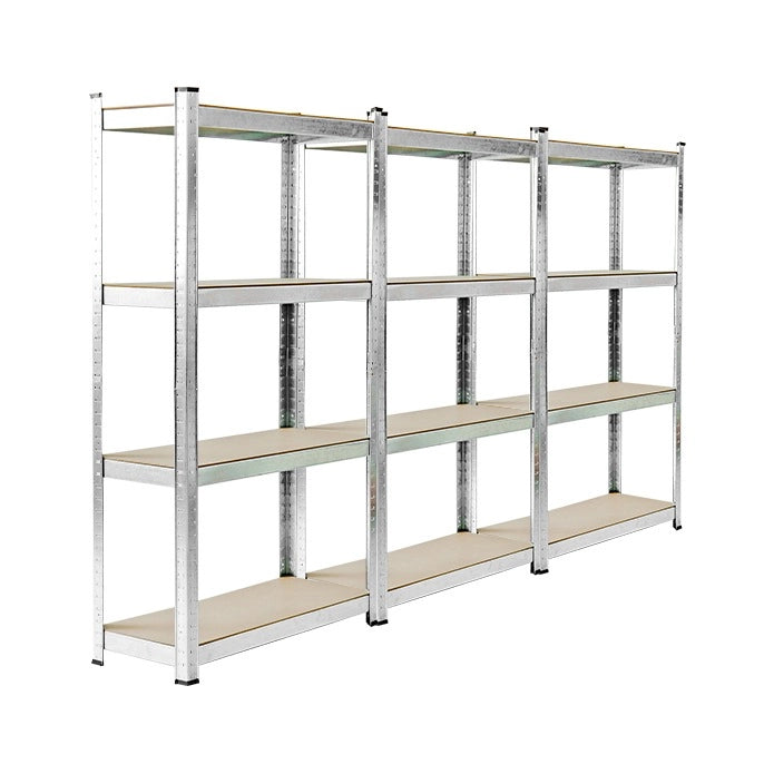 KIT 3 Scaffali in MDF Zincato 4 Ripiani: 75x30x150cm Portata 400KG