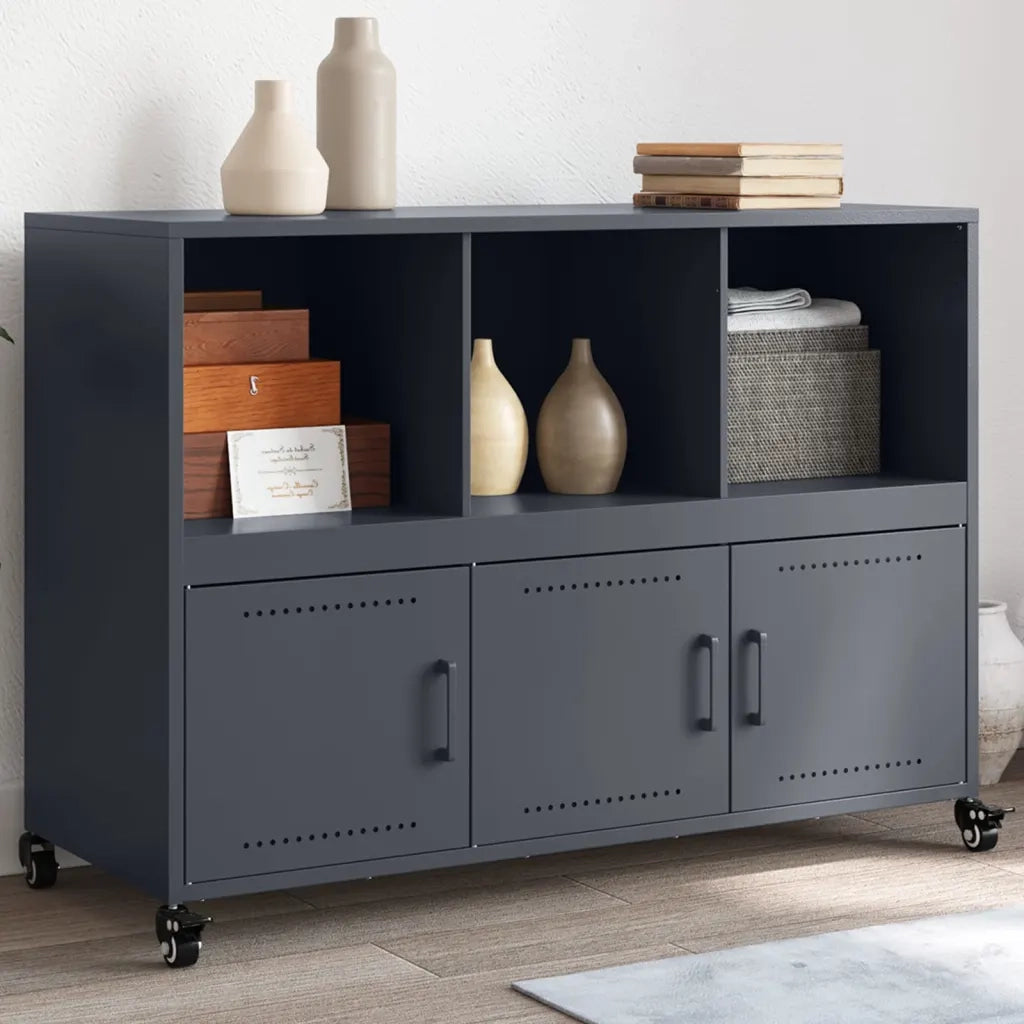Credenza | Madia | Buffet da pranzo | Armadio da pranzo Antracite 100,5x39x72 cm in Acciaio