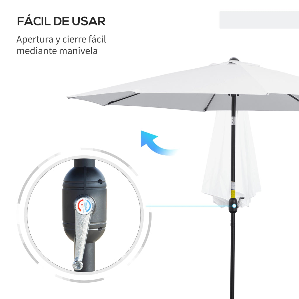 Ombrellone da giardino con manovella e inclinazione ¨C zephmum ¨C bianco ?295x250 cm