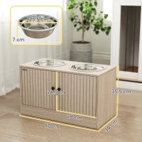 Ciotola Rialzata per Cani con Ante e 2 Ciotole Inox 2x2 L, Rovere