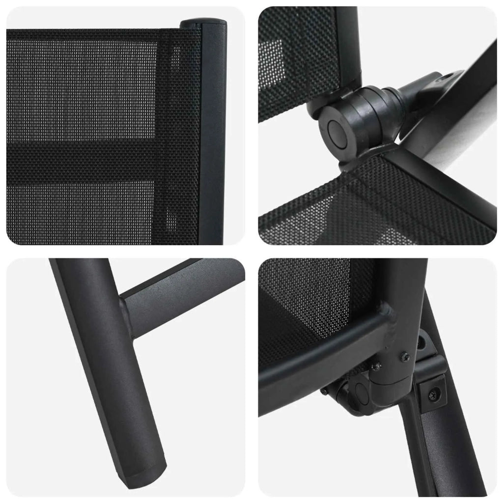 Sedie da giardino reclinabili 2 pcs Nero 58 x 73 x 111,5 cm