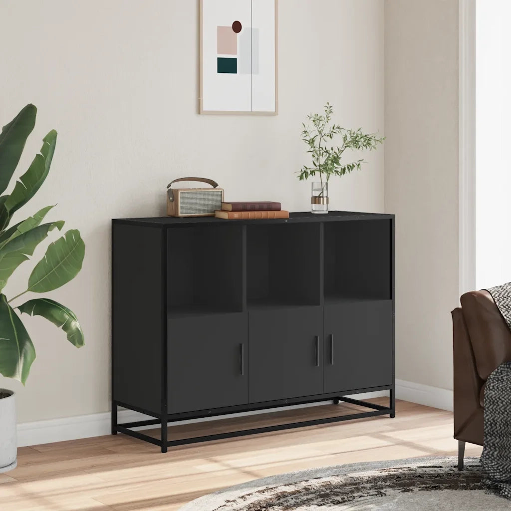 Credenza Nera 100x35x76 cm in Legno Multistrato 849029