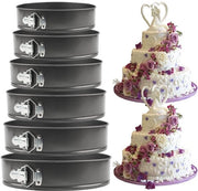 Set di teglie per torte da 6 - Forme per torte rotonde - Forme per spring roll con fondo rimovibile - Smalto antiaderente - Acciaio inossidabile di alta qualità - Progetto impermeabile - Forma per torte