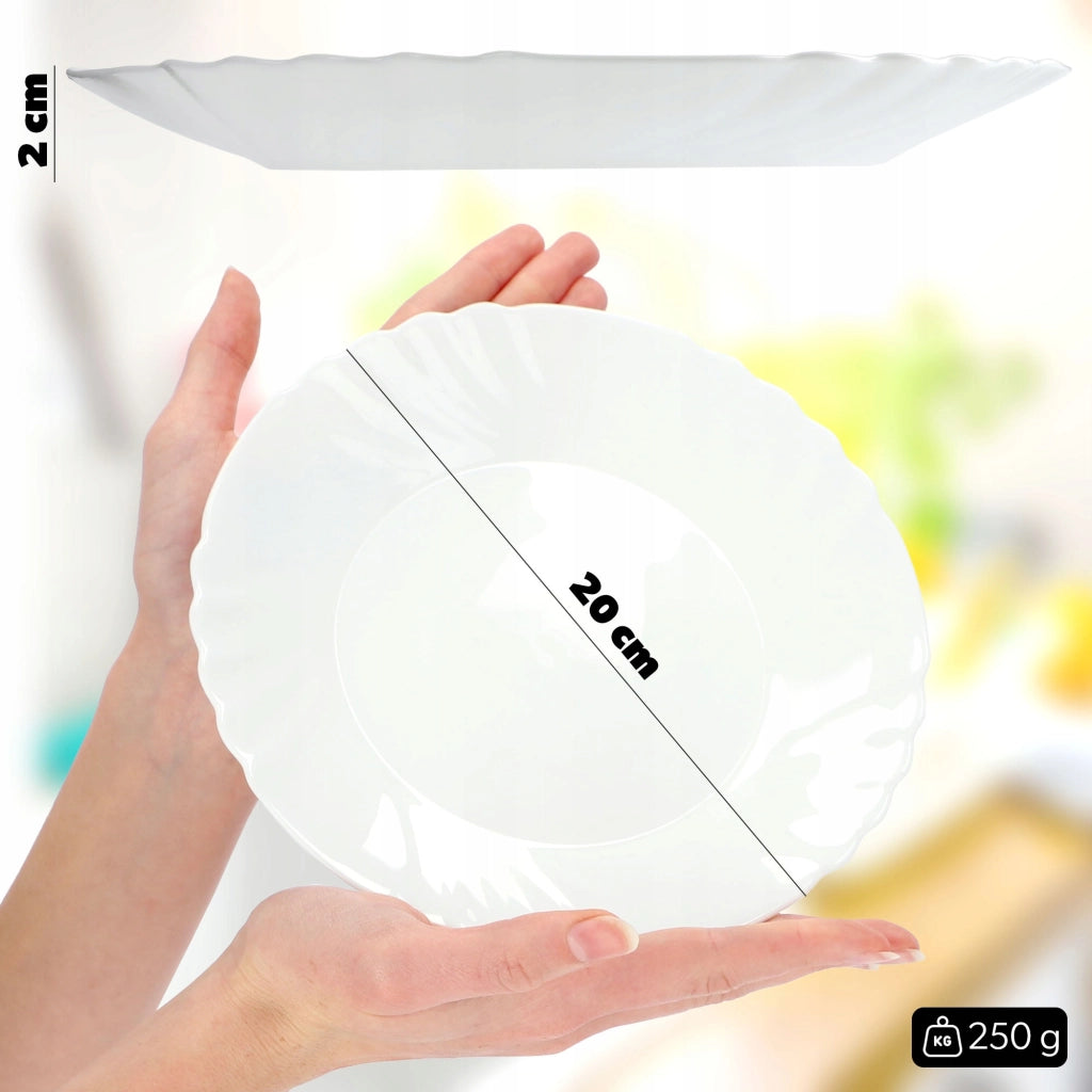 Piatto da dessert KADAX, 20 cm, in vetro bianco, per torte.