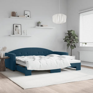 Divano Letto con Letto Estraibile Blu 90x200 cm in Velluto 3197300