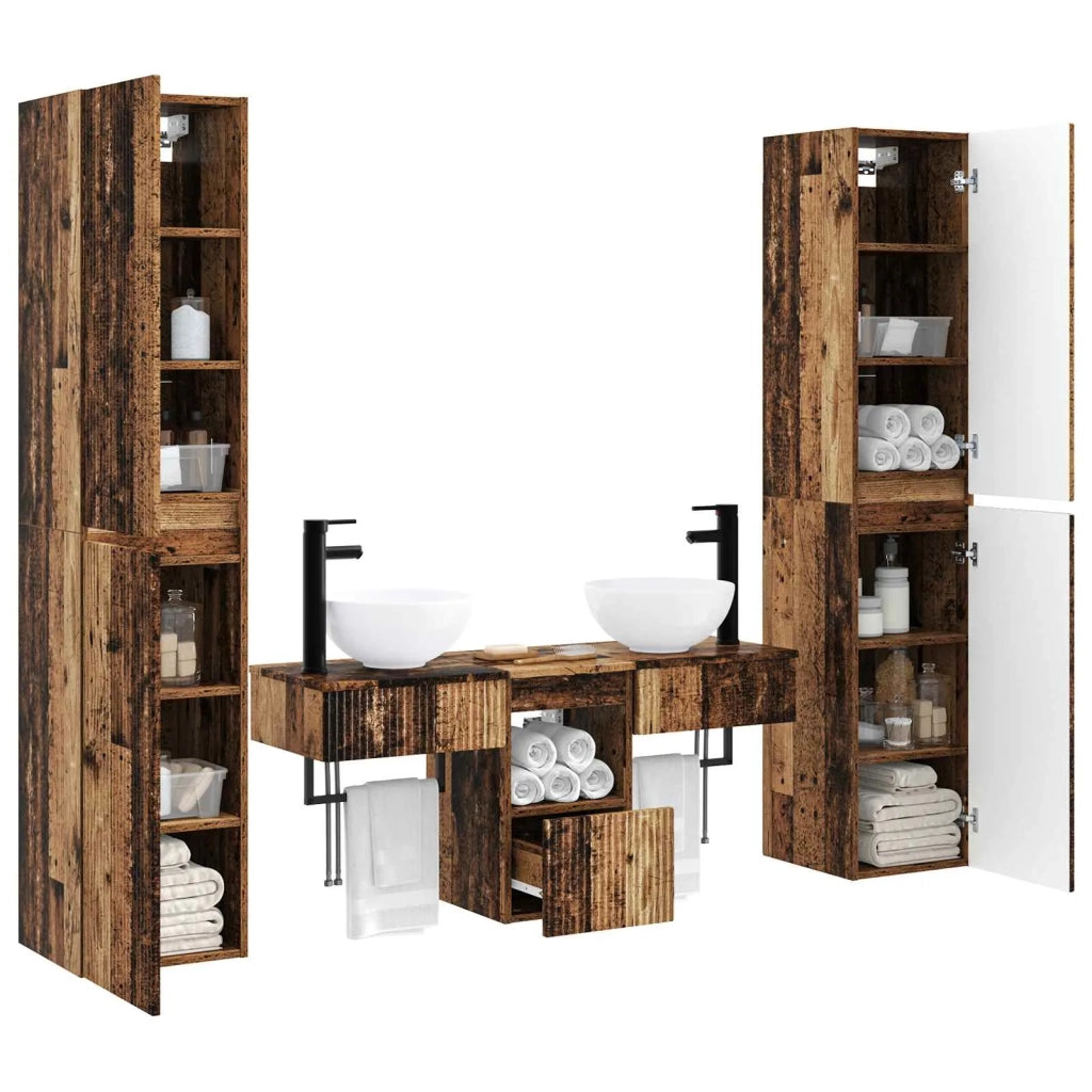 Set di mobili per il bagno 5 pz Legno antico 33 x 34,5 x 160 cm 3406011