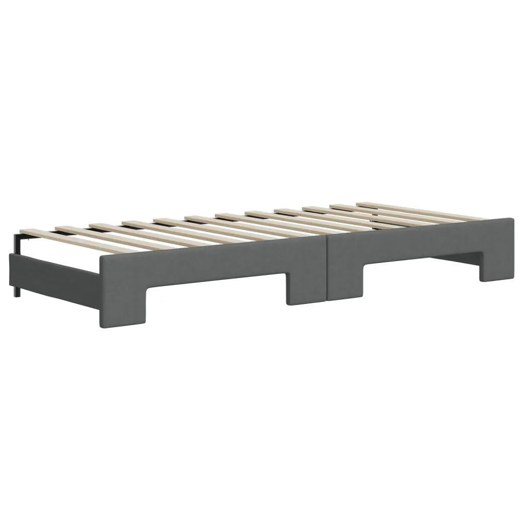 Divano Letto Estraibile Cassetti Grigio Scuro 90x200cm Tessuto 3197243