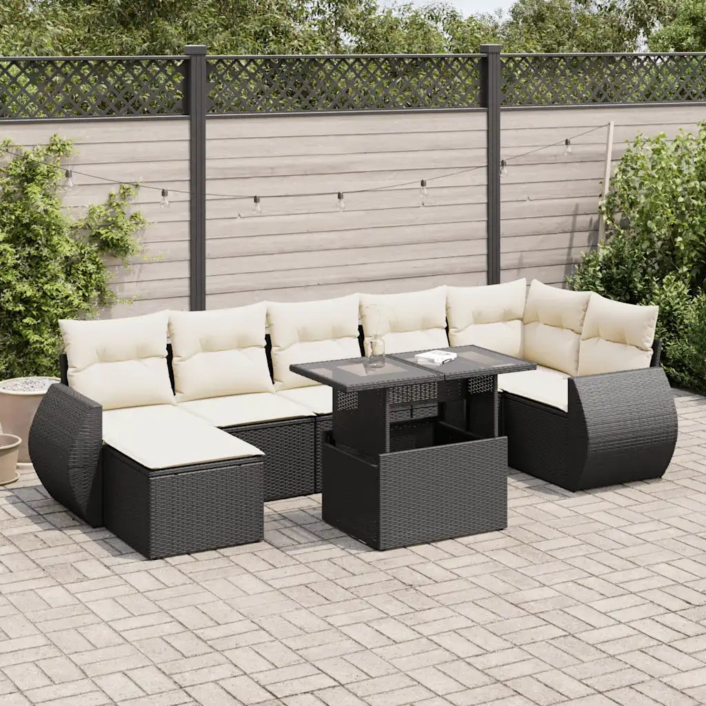 Set Divani da Giardino con Cuscini 8 pz Nero in Polyrattan 3326677