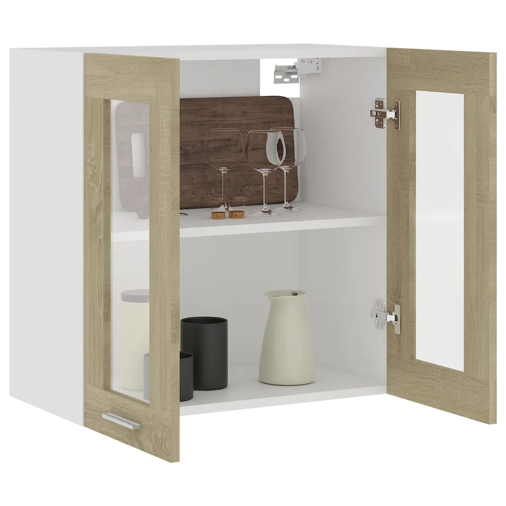 Mobile Pensile con Vetro “Lyon” Rovere Sonoma 60x31x60 cm 802524