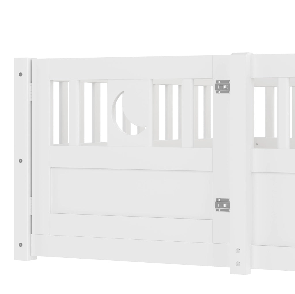Letto per bambini 140 x 190 cm in pino bianco con sponde di sicurezza