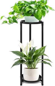 Standaio per Fiori 2 Livelli Nero Metallo Standaio per Fiori Standaio per Fiori Sedia per Fiori Scale per Fiori per Interno e Esterno Balcone Giardino Salotto (A)
