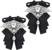 Vestito di pizzo con applicazioni di strass regolabili - Decorazione per abito da sposa - Cravatta festiva per compleanno - Nero .