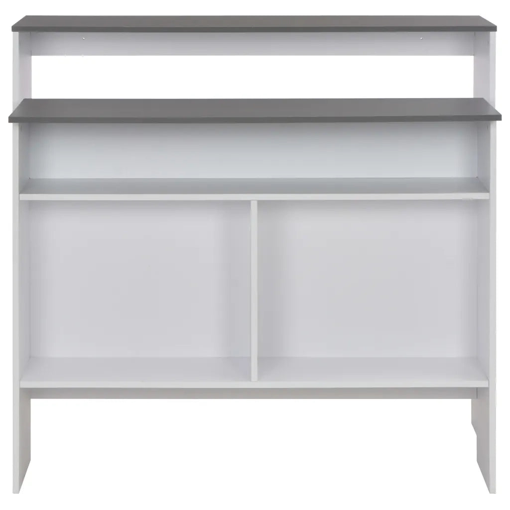 Tavolo Bar con 2 Piani d'Appoggio Bianco e Grigio 130x40x120cm 280221