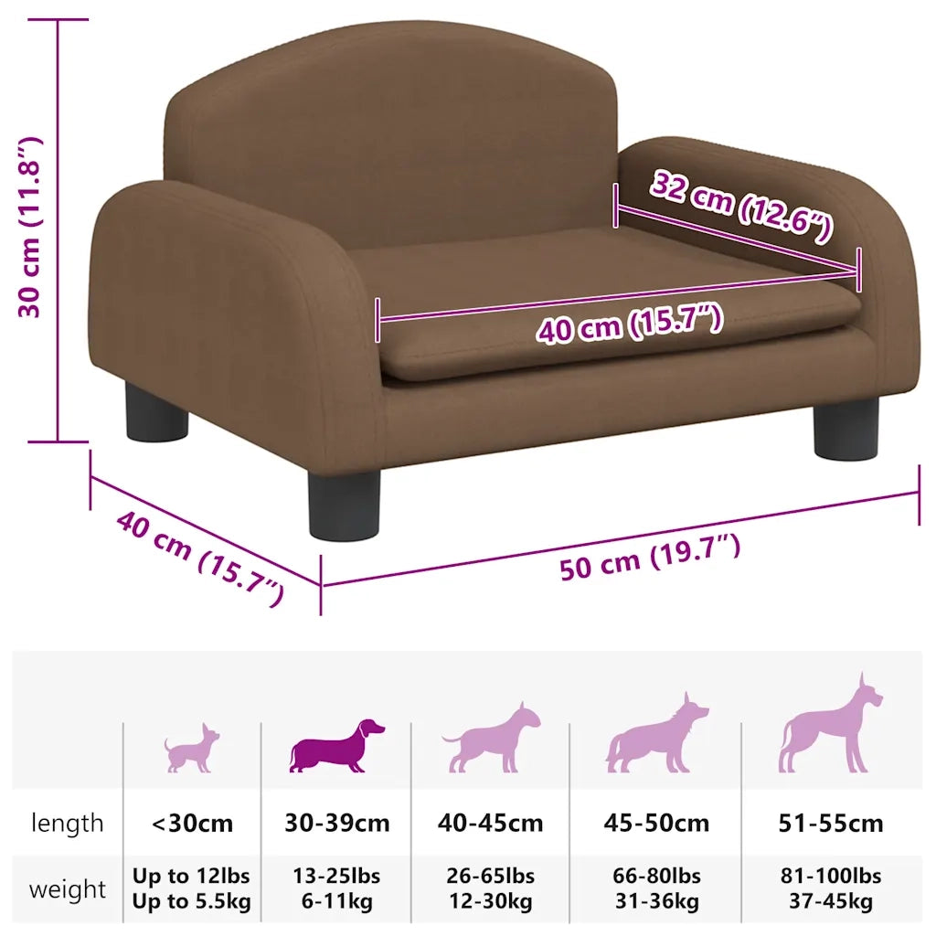 Lettino per Cani Marrone 50x40x30 cm in Tessuto CFW1961582