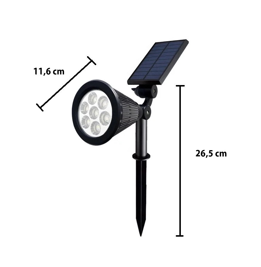 Faro Faretto Da Giardino Picchetto con Pannello Solare Crepuscolare con 7 LED
