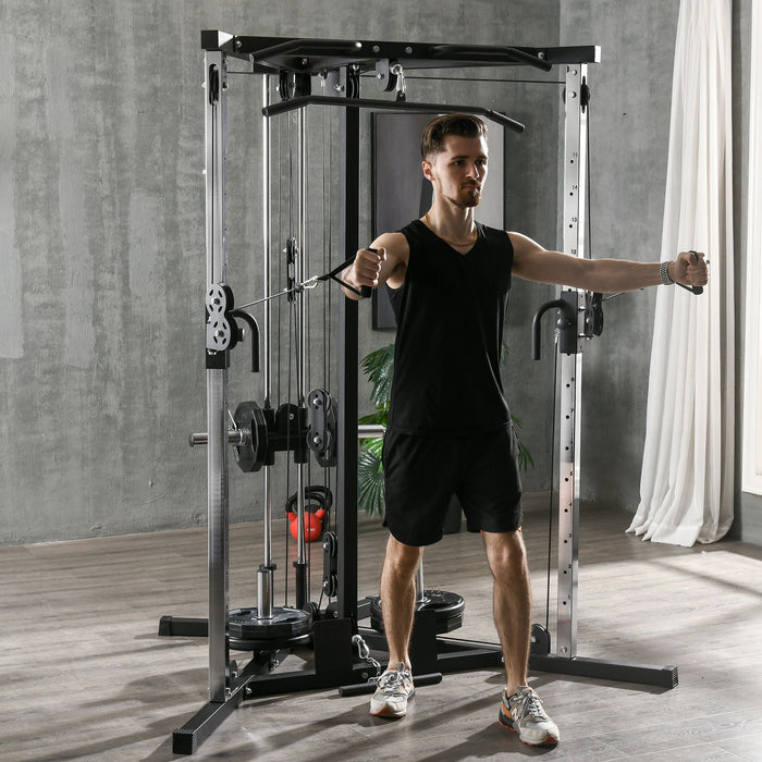 Stazione Fitness per Allenamento Totale 170x139x200 cm Power Tower in Acciaio Nero