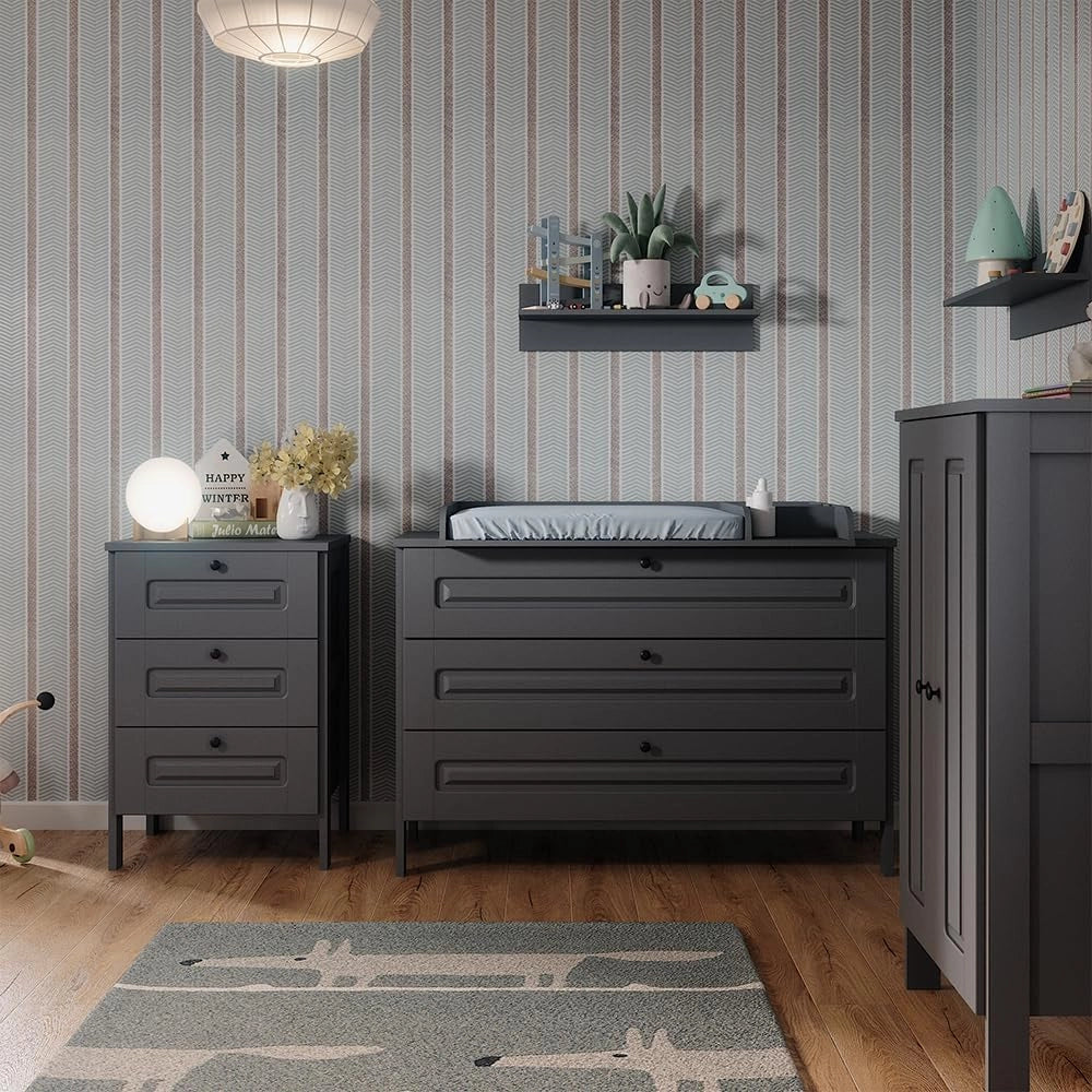 Cassettiera Ajaton, Grigio, 60 x 88.4 cm, adatto per riporre abbigliamento per bambini e giocattoli