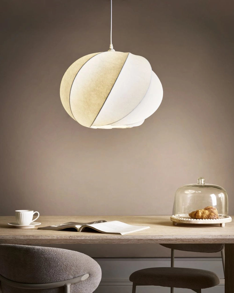 Lampada a sospensione in finta seta bianca Plafoniera Sala da pranzo Soggiorno Stile moderno