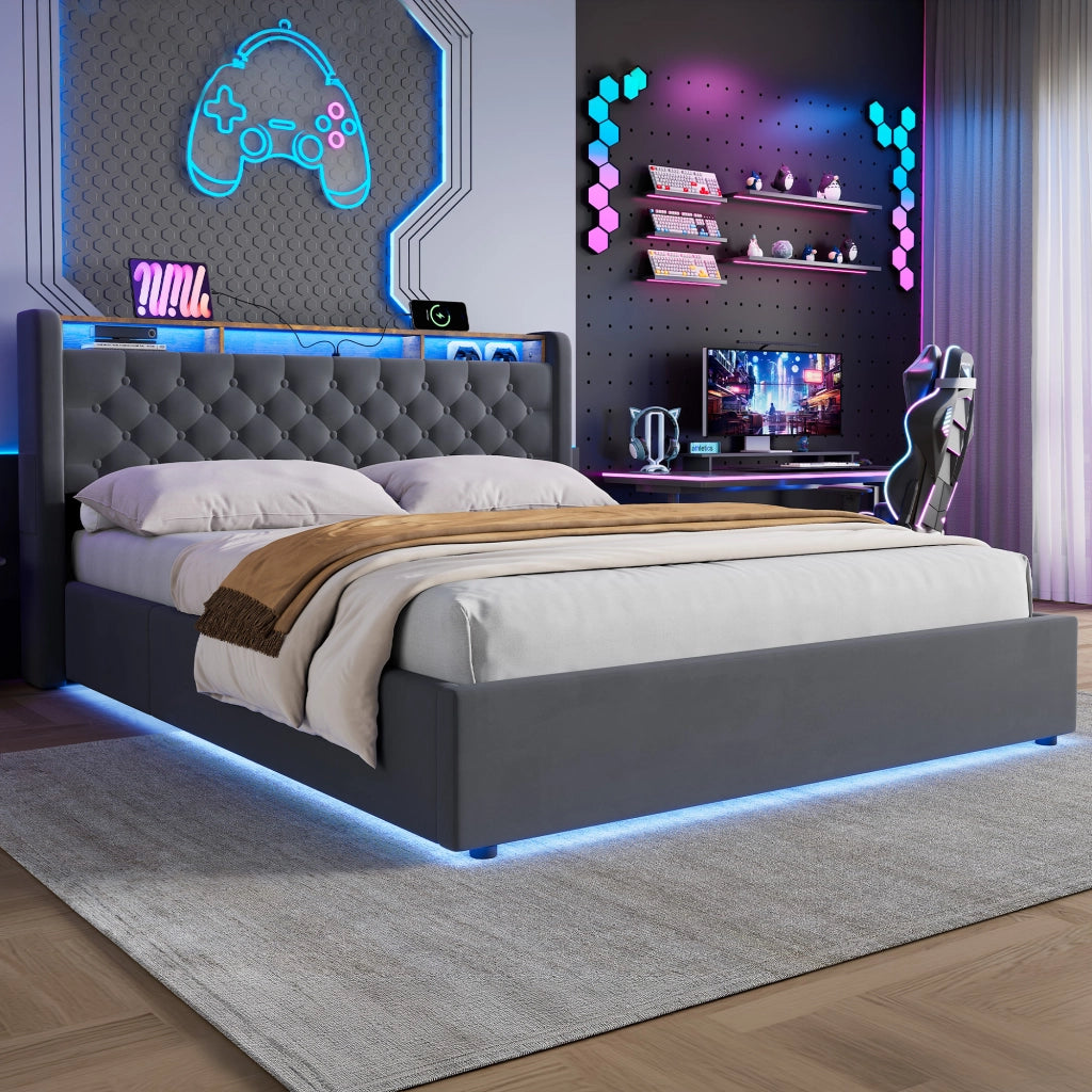 Letto contenitore 160x200 cm, colore grigio
