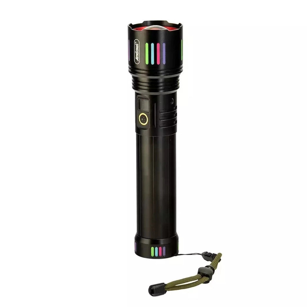 Trade Shop - Torcia Elettrica Led Ricaricabile Portatile Potente Con Stoppino Laser Bianco Q-st69 -