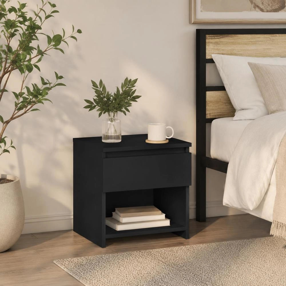 Bedside Tables 2 Pcs. Black 40x30x39 Cm Wood Material