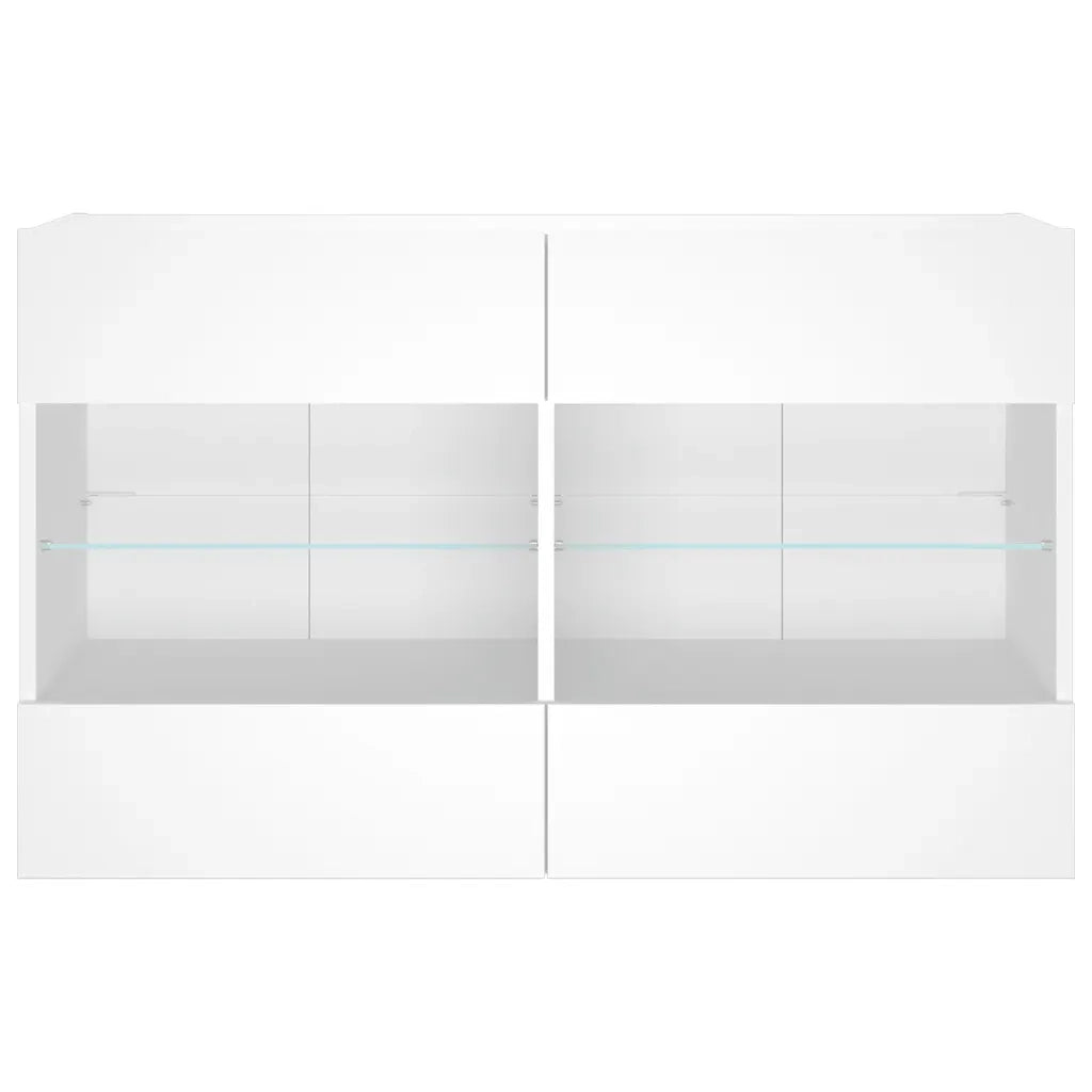Mobile TV a Parete con Luci LED-Mobile TV a Muro Bianco 98,5x30x60,5 cm